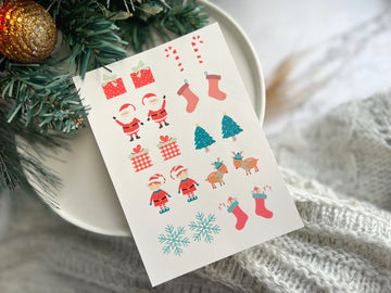1 Sheet, Approx 13x90cm, Christmas Print Water Decal Image Transfer for Polymer Clay / Ceramics